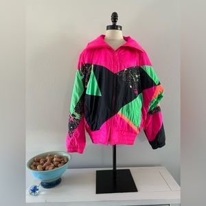 Snuggled Ski Wear 80's Neon Ski Puffer Jacket